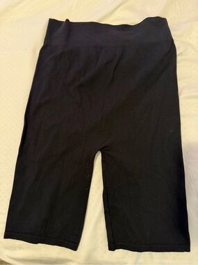 Black Maternity Ribbed Bike Shorts